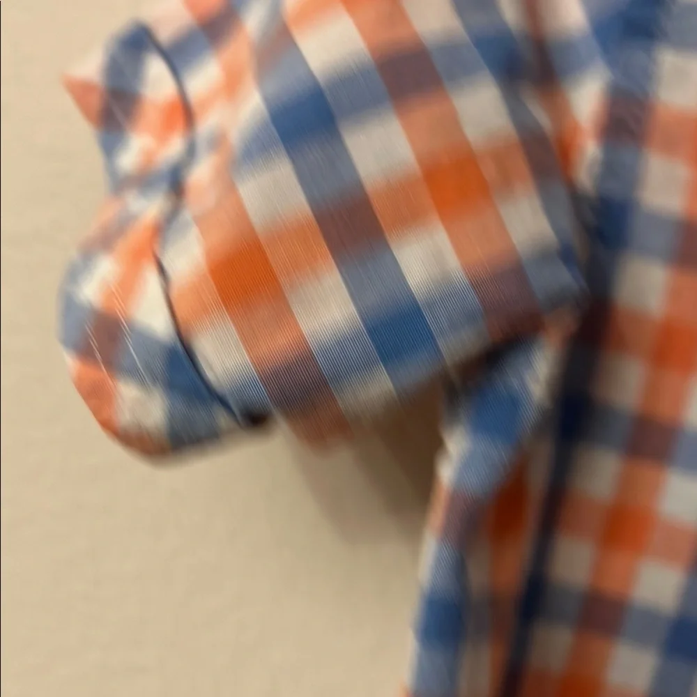 Izod Vibrant Orange and Blue Plaid Button Down Shirt